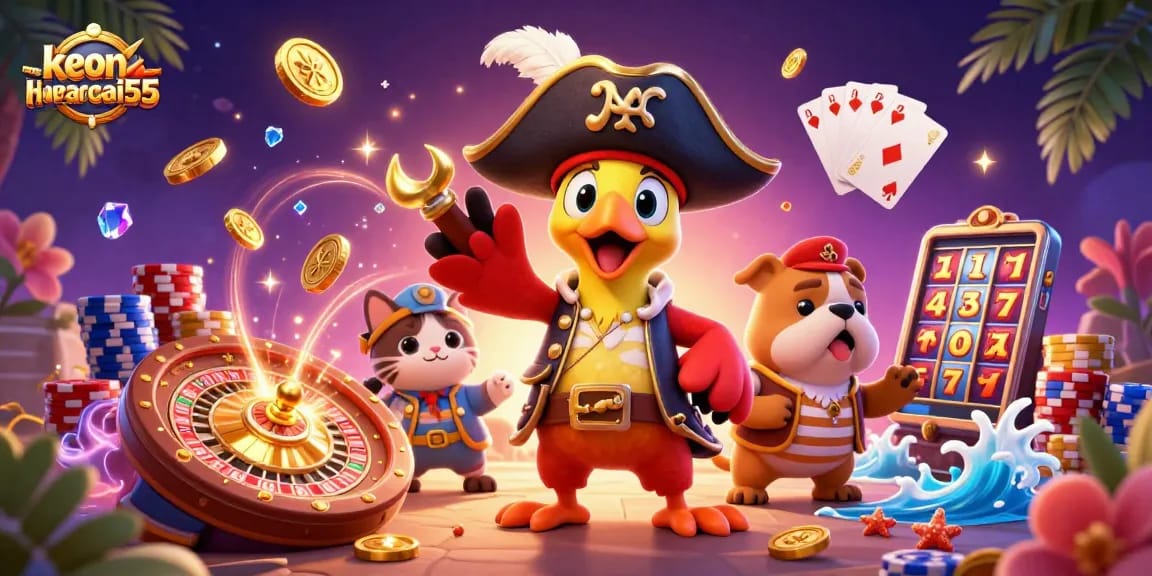Experience the thrill of keonhacai55 with vibrant casino action featuring pirate-themed characters and dynamic game elements.