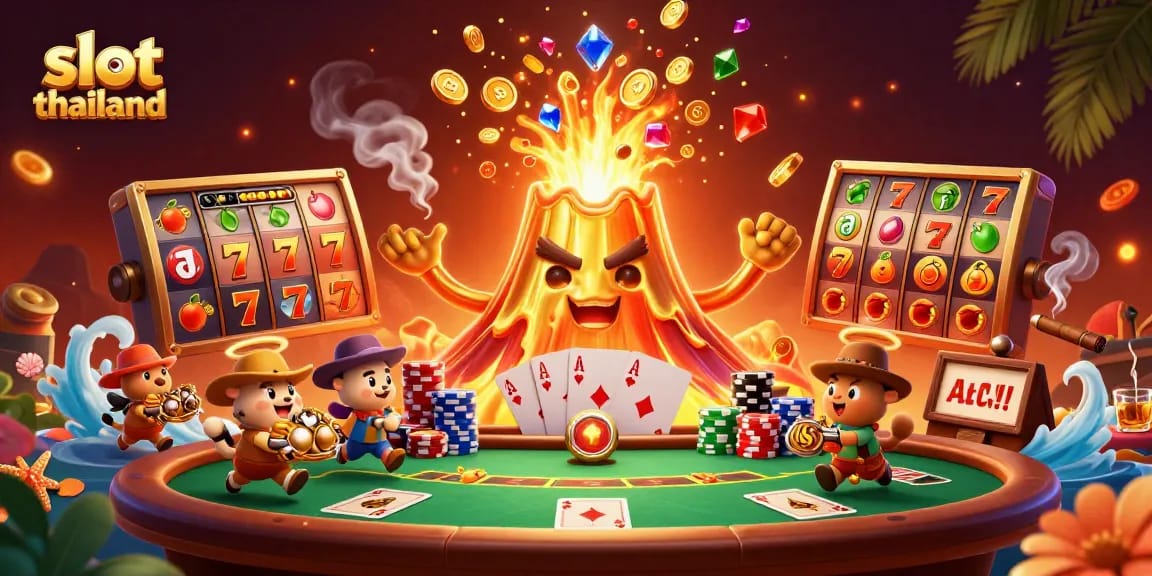 Engage with slot thailand excitement in a vivid casino scene filled with treasures and jackpots.