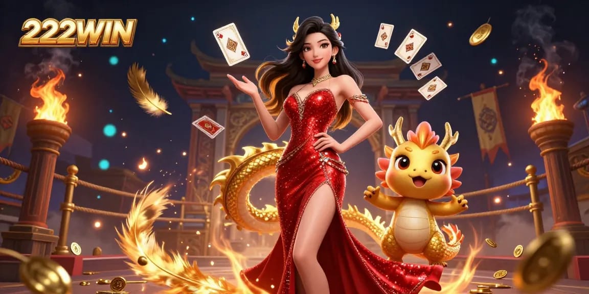 Engage with the exciting world of 222WIN at this dynamic casino illustration featuring thrilling gaming elements.