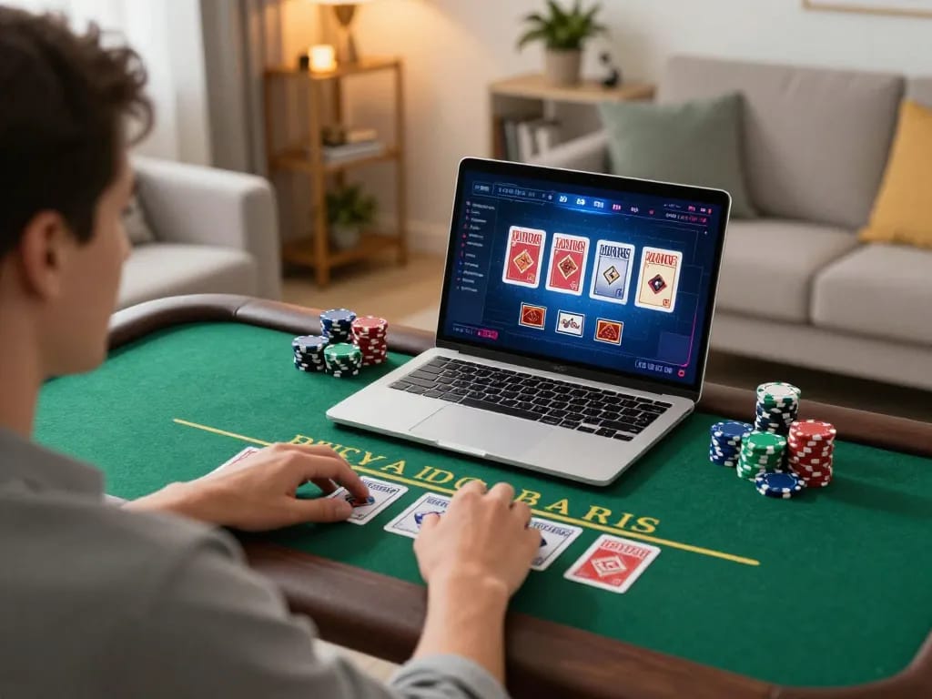 Experience open88 gaming at home with engaging blackjack moments on a laptop.