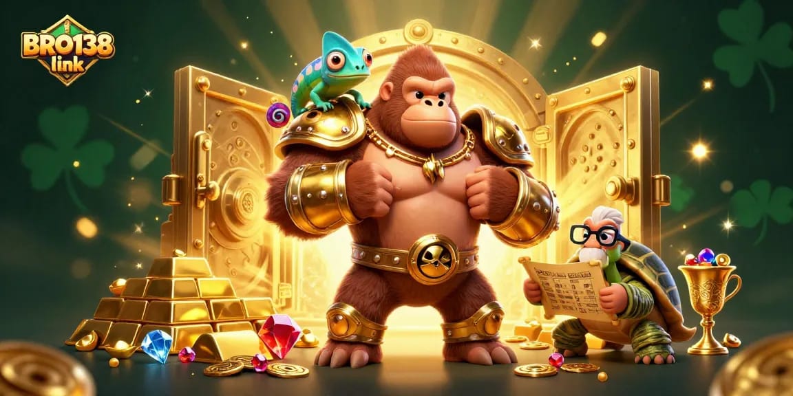 Experience endless thrills with BRO138 link, a dynamic casino adventure illustrated in vibrant detail.