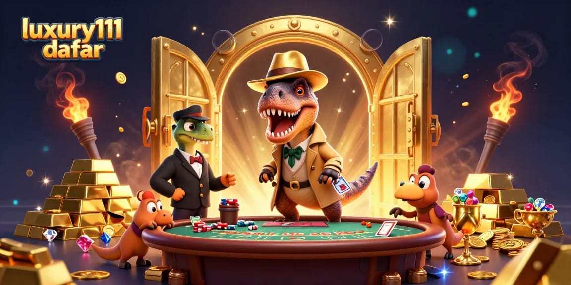 Engage with the luxury111 daftar gaming experience featuring dynamic cartoon characters at a blackjack table.