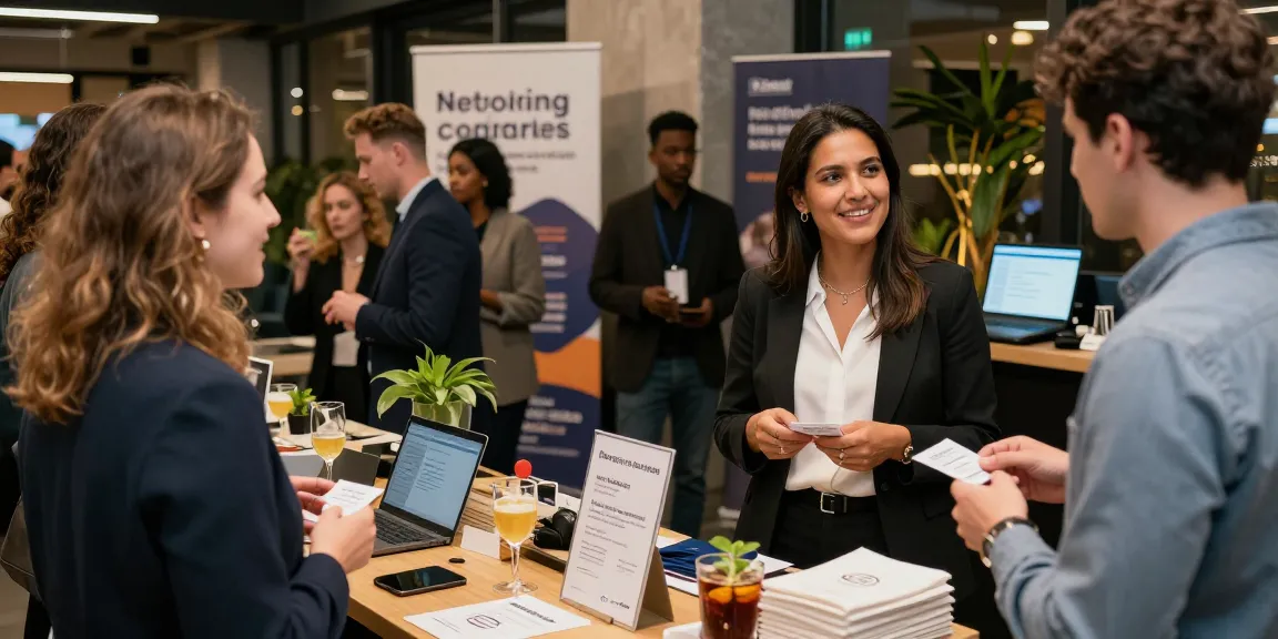 Professionals networking and exchanging ideas at an event to Hier vernetzen effectively.