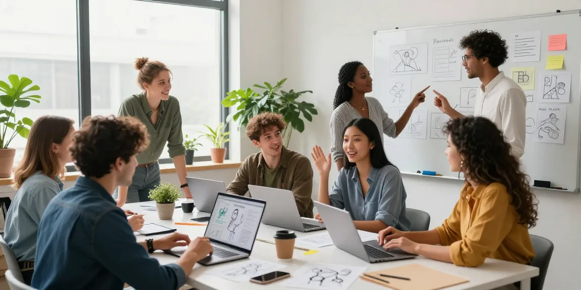 Contractors working together in a bright office to strengh up your portfolio with collaborative ideas and vibrant atmosphere.