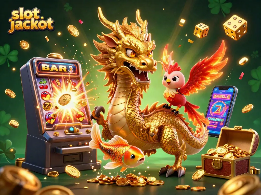 Experience the thrill of slot jackpot magic with vibrant 3D illustrations and immersive casino elements.