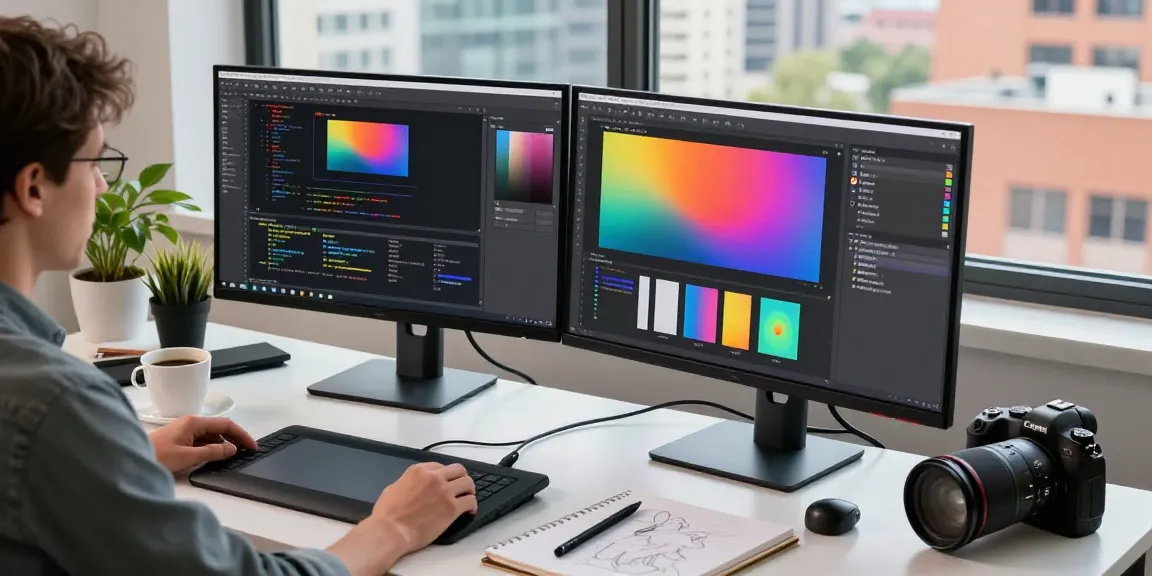 Designer using 截图软件 in a modern workspace, capturing precise screen images.