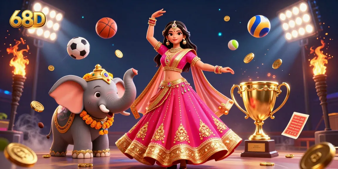 Engage with 68D's vibrant online casino experience featuring dynamic characters and sports betting elements.