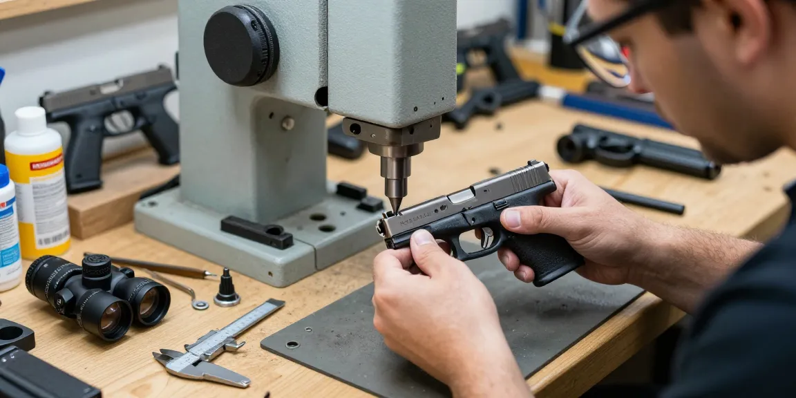 Precision Glock slides customization at https://precisionglockslides.com workshop with expert gunsmith.