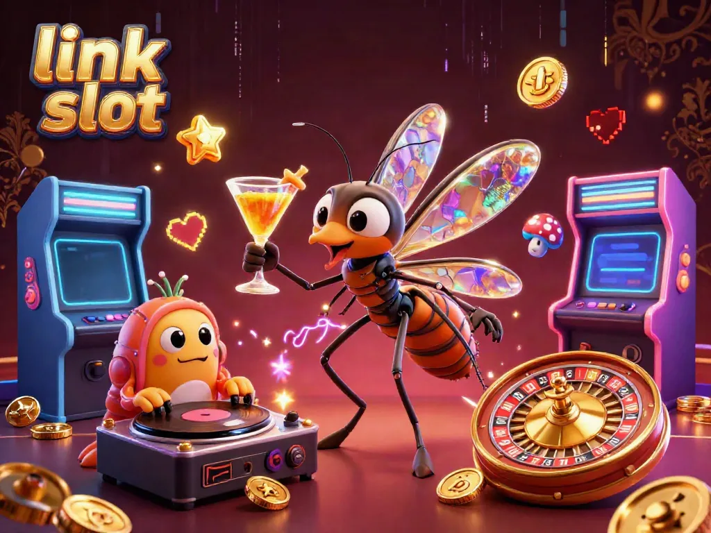 Menghidupkan permainan di link slot dengan karakter menarik dan elemen kasino yang cerah.