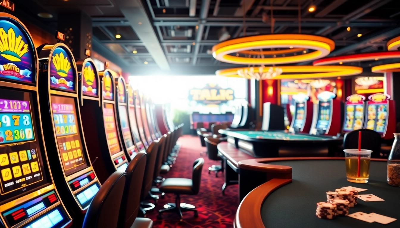 Experience the lively atmosphere of a Non gamstop Casino Uk with vibrant slot machines and gaming tables.