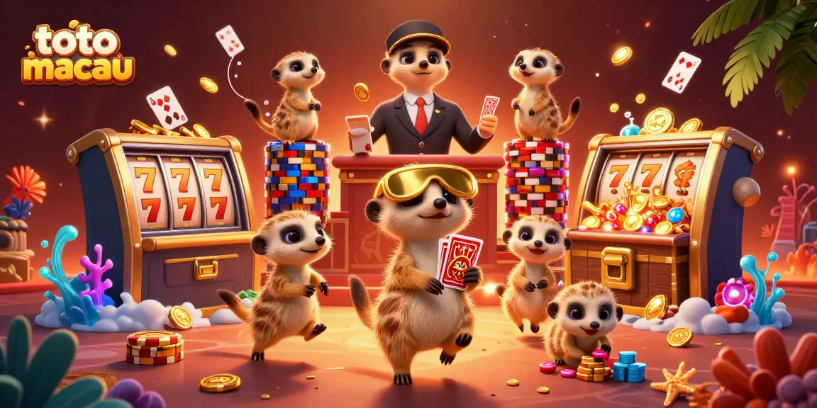 Experience thrilling victories at toto macau with colorful gems and slot machines in an engaging casino scene.