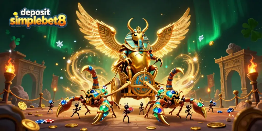 Engage in thrilling action with the deposit simplebet8 scene filled with vibrant symbols and characters of chance.