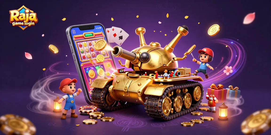 Experience thrilling gameplay with Raja game login in this vibrant 3D casino illustration.