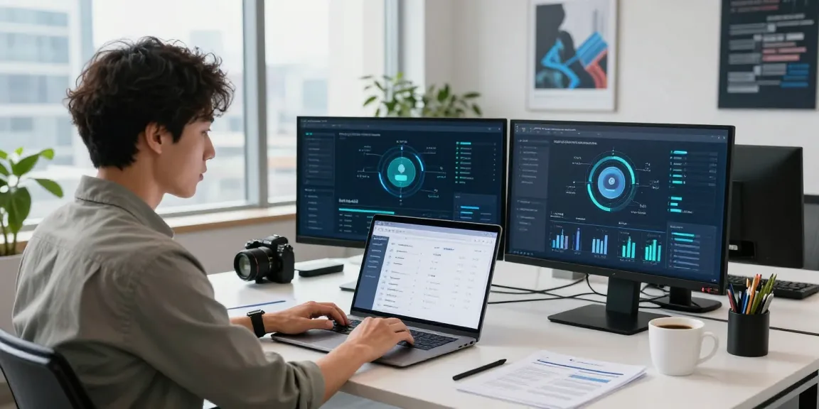 Age verification system showcased in a modern office environment with analytics display and professional atmosphere.