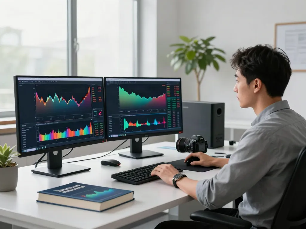 Engaged trader analyzing live market data on multiple screens at tradingview官网.