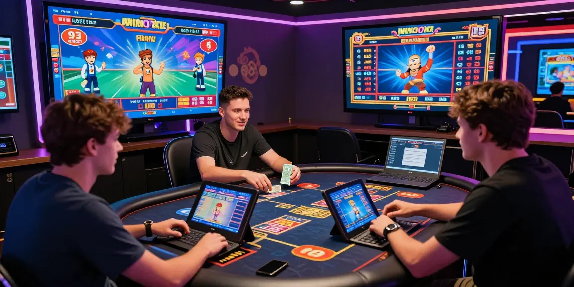 Players enjoying the aviator game in a vibrant online casino environment, capturing excitement and technology.
