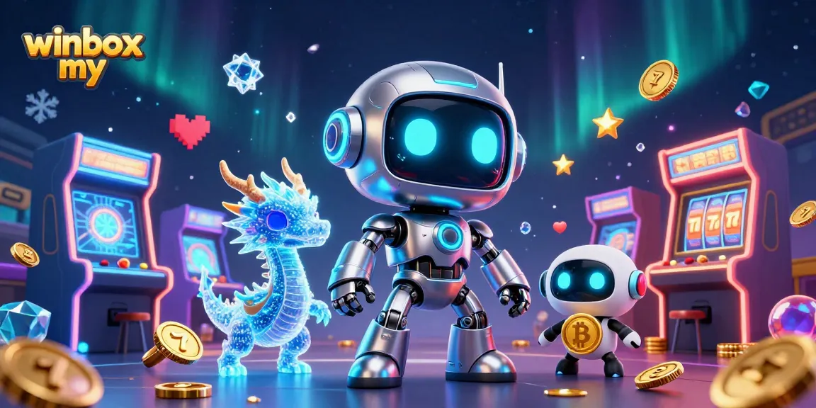 Play games on winbox my platform, featuring animated characters and vibrant casino elements.