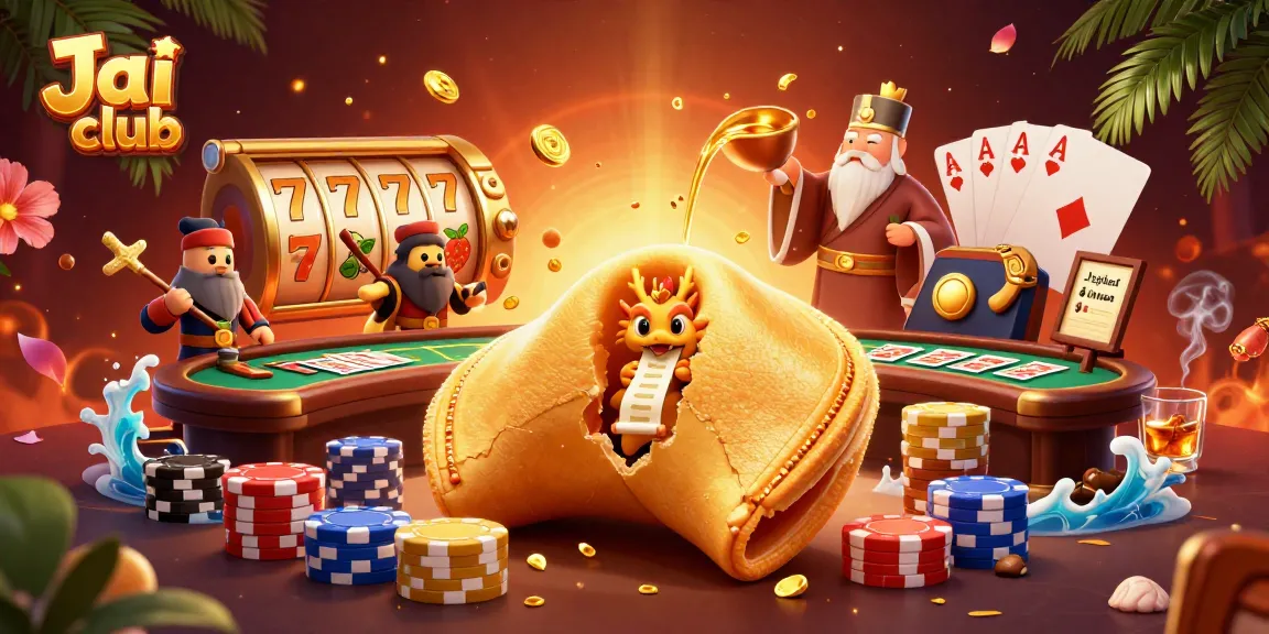 Engage with Jai club's vibrant gaming universe, featuring a golden fortune cookie and dynamic slots.