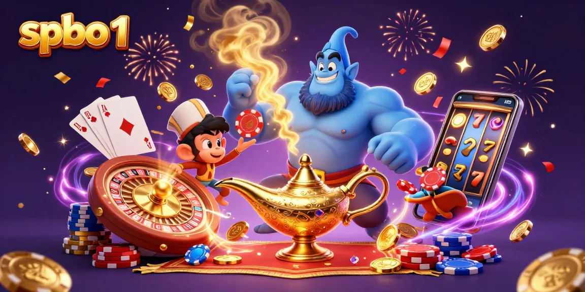 Experience exciting gaming adventures with spbo 1 as treasures and characters burst from a dynamic casino scene.