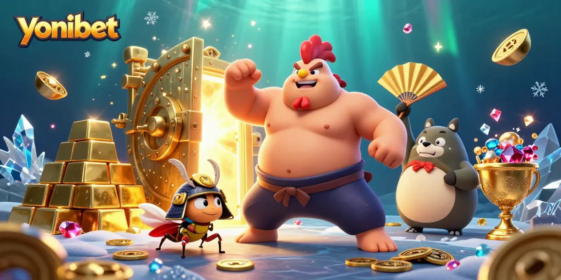 Win exciting prizes at yonibet with our unique 3D illustration featuring animated characters in a vibrant casino atmosphere.