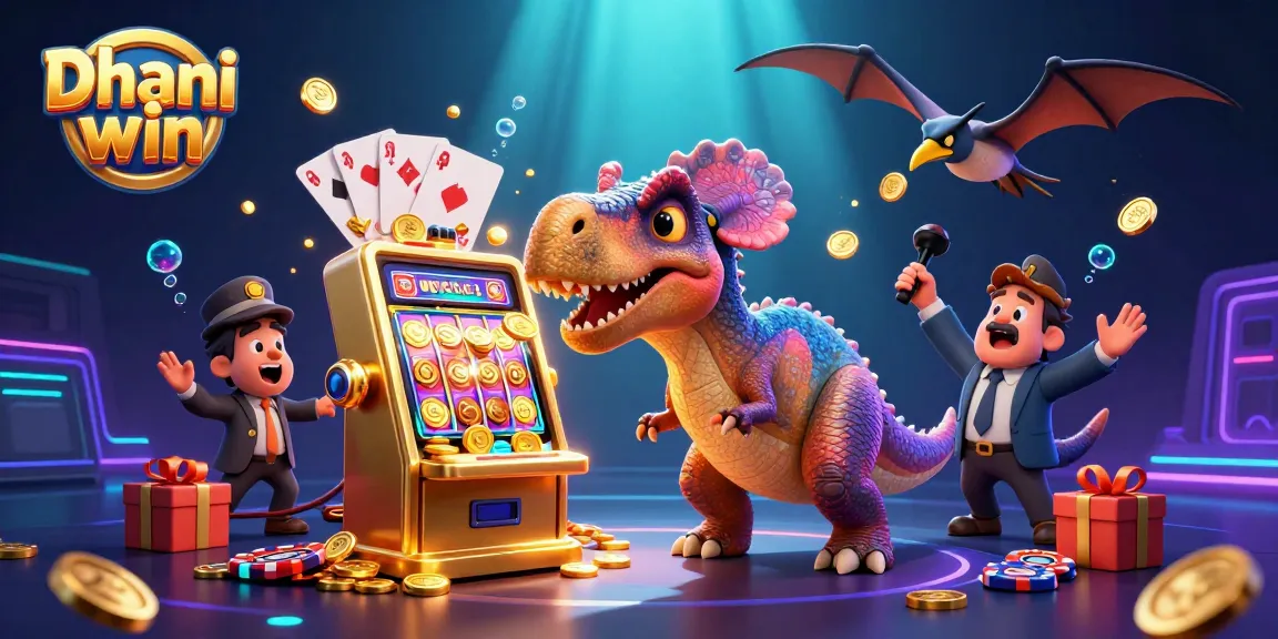 Dhani win gameplay scene featuring a pachycephalosaurus with a jackpot slot machine, creating an engaging casino-themed illustration.