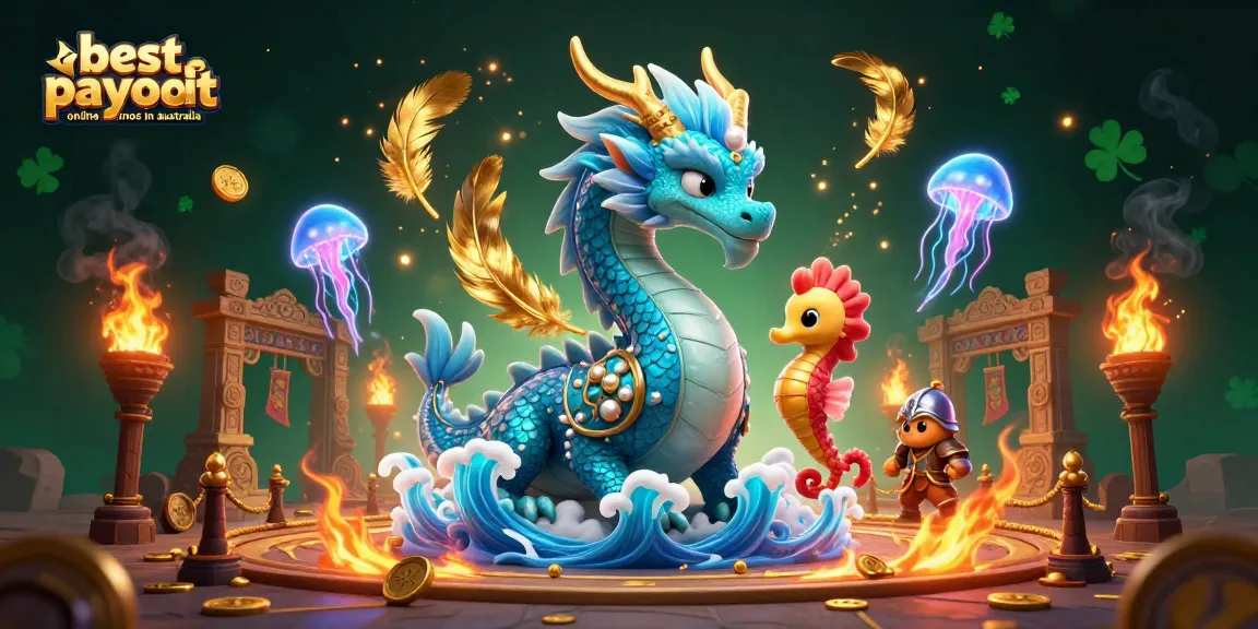 Discover the best payout online casinos in australia featuring a 3D ocean dragon and vibrant creatures in an engaging casino scene.
